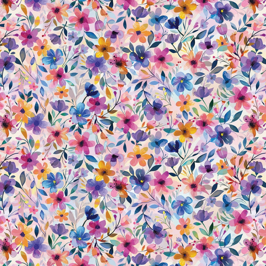 Digital Cuddle Multi Painted Petals 58"/60" Fabric per yard